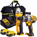 DeWalt 18V Cordless Combi Drill & Angle Grinder Kit 2 x 4.0Ah Battery & Charger