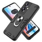 Coque Touché Armure Avec Bague Pivotant Noire pour Oppo A79 5G