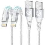 Yosou Câble iPhone [1m+1m/Lot de 2] Cable Chargeur iPhone Certifié MFi Câble Lightning avec Connecteur Résistant Fil Charge Rapide Compatible avec iPhone 14/13/12/11/Pro Max/XS/XR/X/8/7/6s/6/SE,iPad