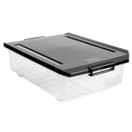 TATAY Underbed Storage Box with Lid, 32L Capacity, with Handles and Wheels, Lid 100% Recycled Materials, BPA Free, Black, Measures 40 x 57 x 18 cm