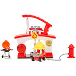 Little Tikes Let’s Go Cozy Coupe Fire Station Playset For Tabletop & Floor Play - Includes Cozy Fire Truck, Rescue Hat, Barbecue Grill & Fire Hydrant - For Toddlers 3+ Years