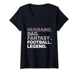 Womens Husband Dad Fantasy Football Legend Retro Father's Day V-Neck T-Shirt