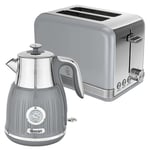 Swan Retro Temperature Dial Kettle & 2 Slice Toaster Kitchen Set (Grey)