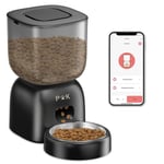 PUPPY KITTY Distributeur Croquettes Chat Automatique, Distributeur Croquettes Chat avec Bols en Acier Inoxydable, Connecté App, Enregistrement Vocal 10S, 10 Repas par Jour (Black)