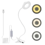 dowowdo 48 LEDs Lampe de Lecture Clipsable Luminosité Réglable Lampe de Bureau Pince pour Lit USB pour Étude et Travail, Blanc [Classe énergétique A+]