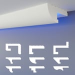 Heximo - Profilé de joint d'ombre led Moulures, éclairage indirect xps Polystyrene Plafond sec: 30.6 mètres / 18 baguettes, HLED-15 - 90x35 mm (de)