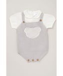 Rock A Bye Baby Childrens Unisex Cotton Jersey T-Shirt and Knit Dungaree Set - Grey - Size 6-12M