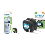 DYMO LetraTag XR étiqueteuse portative, Imprimante d'étiquettes Autocollant Thermique & LetraTag Étiquettes en Plastique Authentique | 12 mm x 4 m | Noir sur Blanc | Étiquettes