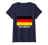 Womens WOLFSBURG Deutschland Deutsche Flagge Männer Frauen V-Neck T-Shirt