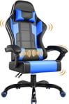 Airfish Chaise de Bureau Ergonomique Gaming Chaise de Massage Gaming Fauteuil avec appuie-tête Coussin Lombaire de Massage, rembourré Gaming Chair, Fauteuil pivotant,Bleu