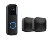 Amazon Blink Outdoor HD 1080p WiFi Security Camera System (2 Cameras) & Blink Video Doorbell (Wired / Battery) Bundle, Black