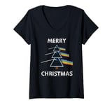 Womens Pink Floyd The Dark Side of the Moon Prism Christmas Tree V-Neck T-Shirt