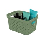 SUNDIS Pixel, panier de rangement 1,5l, en plastique vert sauge recyclé, empilable, idéal pour la salle de bain, la chambre, la décoration ou le bureau