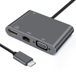 Adaptateur USB C HEDEN USB C male / HDMI F+VGA F+RJ45 HDMI 40/30HZ, VGA 1920*1080P RJ45 1000Mbps , Gamme sachet