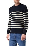 Schott Nyc PLOUTRIDER1, Pull Homme, Bleu (Navy/Naturel), Large (Taille Fabricant: L)