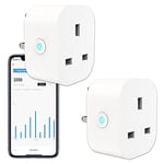 ANTELA Smart Plug with Energy Monitoring, Alexa Voice Control, 2,4GHz WiFi Plug, Smart Life APP Wireless Remote Control and Timer Function, Work with Alexa and Google Home, 13A (2 Packs)