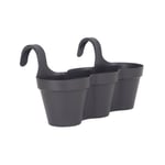 Pot de fleurs pour balcon Capri Individ - 30,5 x 54 x h 28 cm - 11 l - Gris anthracite - Artevasi