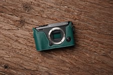 Genuine Real Leather Half Camera Case Bag Cover for FUJIFILM XE3 X-E3 Green