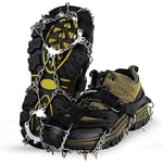 Crampons pour chaussures de randonnée, glace, neige, poignées, pointes à neige, crampons à glace, traction avec antidérapant, 18 pointes de