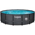 Piscine tubulaire ronde Funsicle noire Ø 4,57m x h1,22m Noir / gris tressé Noir / gris tressé