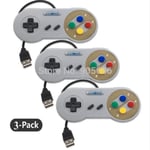 Exlene® 3 Pack Retro USB SNES Super Nintendo Game Controller Gamepad Joystick pour Windows PC / MAC