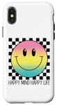 Coque pour iPhone X/XS Happy Mind Happy Life Retro Peace Mignon Sourire Visage