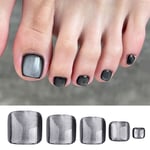 French Toe Nails Simple Foot Nails Fashion Fake Toenails  for Women Girl