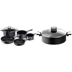 Tefal Unlimited On Batterie de cuisine 6 pièces, Poêles, Casseroles & Unlimited On Sauteuse 28 cm, Résiste aux rayures, Revêtement antiadhésif, Thermo-Signal™, Cuire à l'étouffée, braiser, mijoter