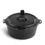 BURNHARD Cocotte en Fonte avec Couvercle et lève-Couvercle 3,8 L, Cocotte Outdoor pour la Cuisine en extérieur, Chaudron, Marmite, Dutch Oven, Four Néerlandais