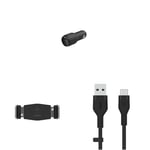 Belkin Premuim Car Bundle(Dual USB Car Charger 24W & USB-C to USB-A 1m charging cable & Vent Mount)