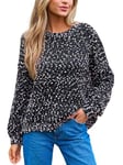 CUPSHE Pull en tricot pour femme - Col rond - Manches longues - Arc-en-ciel - Multicolore - Aspect chiné - Pull en maille fine - Automne - Hiver - Hauts décontractés, Noir , XS