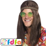 Smiffys Mens Hippie Kit with Headband Specs and Necklace Adults 60's 1960s