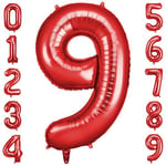 OFFCUP Ballon Chiffre 9 Rouge | Ballon Anniversaire 9 An 101cm | Numéro de Ballon | Décoratif Ballon | D'hélium Decoration Anniversaire Fête Vacances Ans Anniversaire