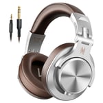 Casque Filaire HIFI Stéréo 40MM Dynamique 3.5mm/6.35mm Casque de Jeu Studio DJ Extensible Monté sur la Tête avec Micro Argent