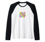 Vibrant Retro "Great Things Await" Optimistic Pop Art Design Raglan Baseball Tee