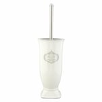 Toilet Brush Holder White Ceramic Round