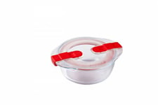 Pyrex Classic Round Glass Dish with Vented Lid 0.35L - Red