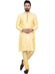 SKAVIJ Kurta Pyjama - Indien Robe de fête - Costume Homme (Beige, Large)