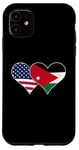 Coque pour iPhone 11 Drapeaux des États-Unis et de la Jordanie – Cœurs vintage américains et jordaniens