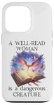 Coque pour iPhone 13 Pro A Well Read Woman is a Dangerous Creature Womens Floral Book