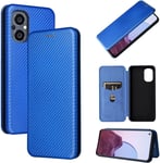 Compatible Avec Coque One Plus Nord N20 5g, Mince Flip Fibre De Carbone Test De Chute Antichoc Stand Fente Avec Carte, Protecteur D'écran En Verre Trempé*2-Bleu