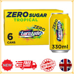 Lucozade Zero Fizzy Drink, Tropical Flavour, Sugar Free, Low Calorie, 6 Pack, 33