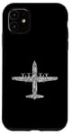 Coque pour iPhone 11 Lettres de l'alphabet phonétique de l'aviation C-130 en forme d'Hercules