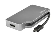 StarTech.com USB C Multiport Video Adapter with HDMI, VGA, Mini DisplayPort or DVI, USB Type C Monitor Adapter to HDMI 2.0 or mDP 1.2 (4K 60Hz), VGA or DVI (1080p), Space Gray Aluminum - 4-in-1 USB-C Converter - videoadapter - Mini DisplayPort / HDMI / DV