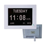 Tigrezy - 8' lcd Horloge Numérique Calendrier avec Date, Horloge Calendrier avec Date, Jour et Heure Horloge Alzheimer Horloge pour Les Seniors,C'est