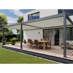 Direct Abris - Pergola Bioclimatique Aluminium Adossee 32m² - 4x8 - Anthracite - Lames Orientables Jusqu'a 120° - Etanche - Traite Anti-UV - Garantie