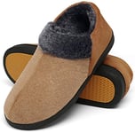 Mishansha Chaussons Homme Hiver Pantoufles Homme Confortable Chaussons Chaude Fourrés Charentaises Polaire Slippers avec Semelle en Caoutchouc Faon,Gr.45