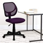 Flash Furniture Low Mesh Swivel Task Office Chair with Curved Square Back, Metal, Purple, Set of 1