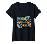 Womens Miracle Social Worker, School Social Work and Caseworker V-Neck T-Shirt