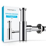 Bächlein Siphon Universel pour Lavabo et Évier – Bonde de Lavabo Design – Siphon Adaptable – Siphon Anti-Odeur avec Orifice de Nettoyage + Mode d’Emploi - Chromé